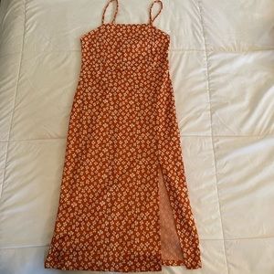 🧡 ZARA orange and white floral midi dress 🧡